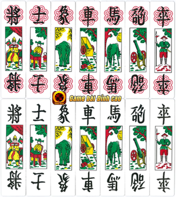 Lá bài trong game Chắn và Tam Cúc đều có hình và ký tự Hán