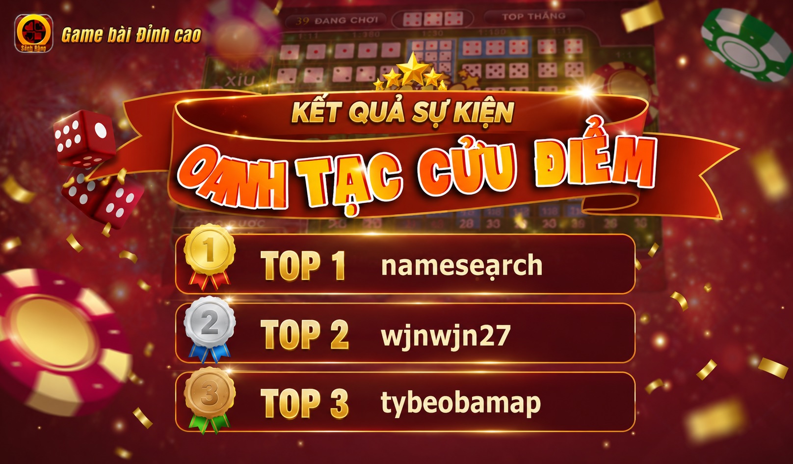 [ THÔNG BÁO ] KẾT QUẢ SỰ KIỆN OANH TẠC CỬU ĐIỂM 