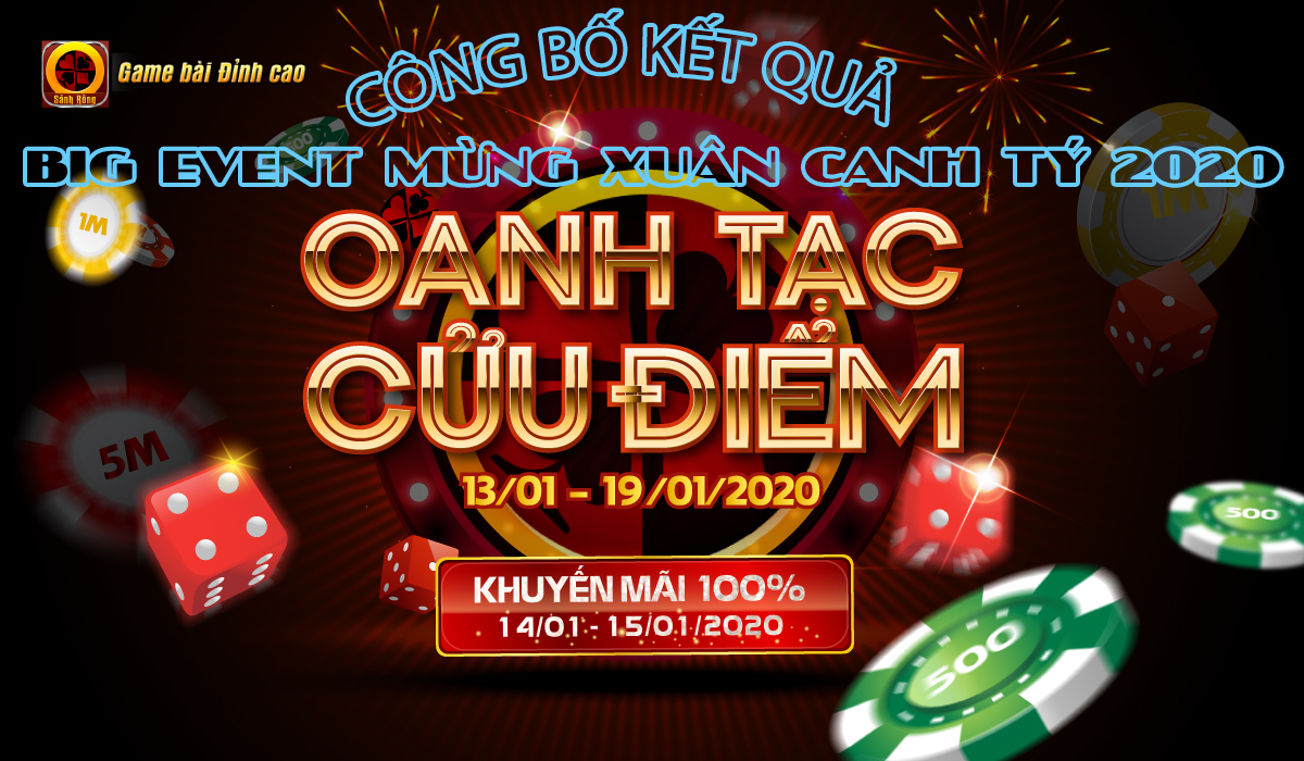 [ THÔNG BÁO ] SẢNH RỒNG CÔNG BỐ KẾT QUẢ BIG EVENT TẾT CANH TÝ - OANH TẠC CỬU ĐIỂM 